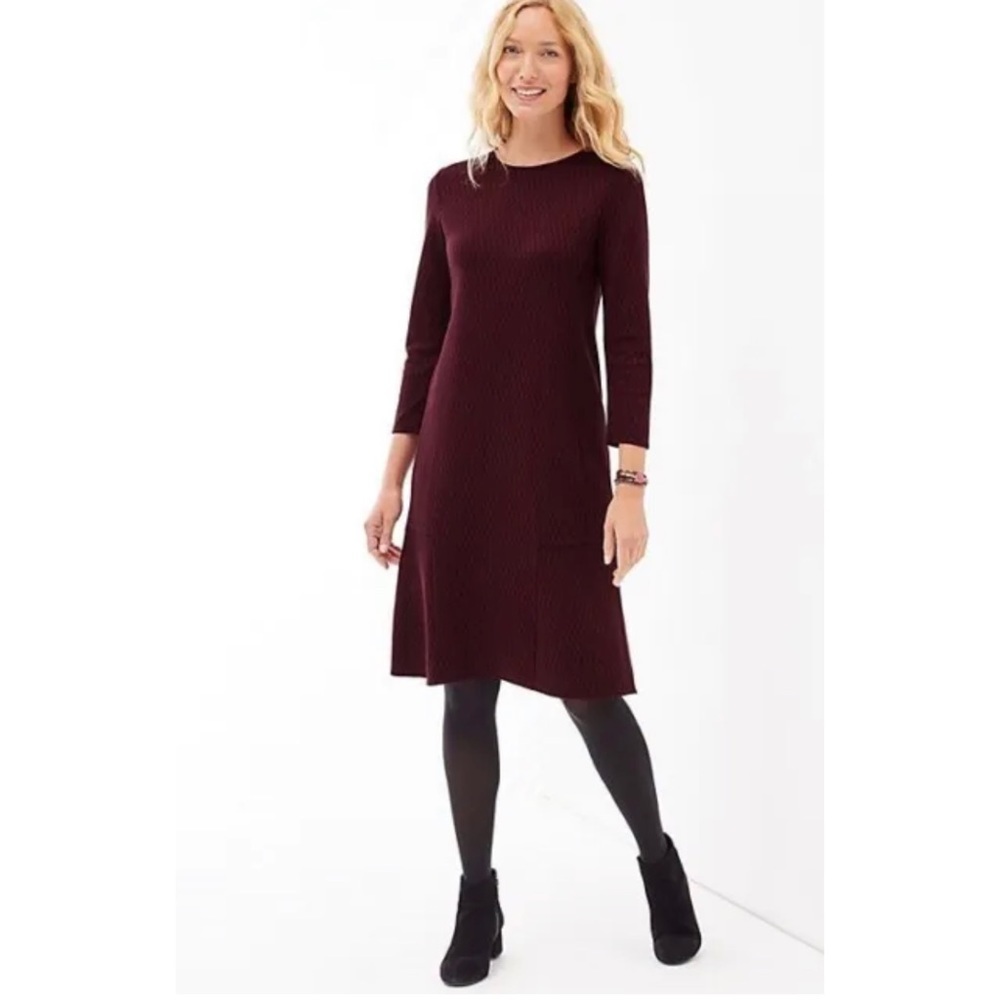 J. Jill Shift Dress Ponte Knit Burgundy Diamond SP B3